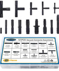 Vacuum connector kit, Busy-Corner 121-piece nylon automotive assortment with barbed and tee fittings, black