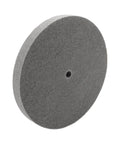 Side view of a 10 inch nylon fiber deburring wheel for grinders and buffing machines, 180 grit cup abrasive disk, 16mm arbor, 25mm thick.