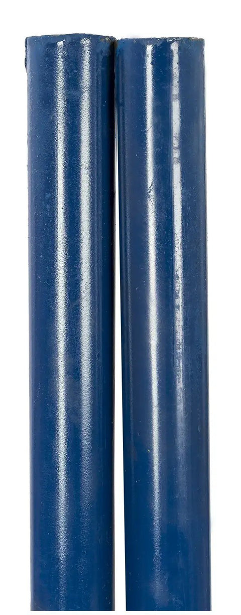 Heavy Duty Post Hole Digger With 48 Inch Steel Handle, 6.25 Inch Point Spread, Welded Tubular Steel Yokes For Digging In Hard Soil, Made In USA, Closeout Item, Limit 1 Per Order, close-up of blue steel handle section
