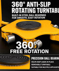 Heavy Duty Machine Skates For Moving Industrial Gear Stainless Steel Base With Dual Bearing Wheels 2 Ton 4409 Lb Capacity featuring anti-slip rotating turntable.
