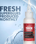 Thick Super Glue Pro Grade Kit 2 Oz With Gap Filling CA Glue Cyanoacrylate Adhesive Clog Resistant Cap bottle with fresh formula text