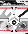 Detail of Dryer Idler Pulley and Drive Belt Kit 134793511 137315300 showing precise speed control and materials.