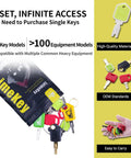 Pro Grade Heavy Equipment Keys Master Set in packaging includes 12 keys for construction machines ignition