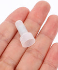 Massive 1000 Piece Kit Of White Closed End Wire Connectors With Easy Crimp Caps For Electrical Wiring And Automotive Repairs To Keep Your Connections Solid. white closed end wire connector in hand, plastic crimp cap