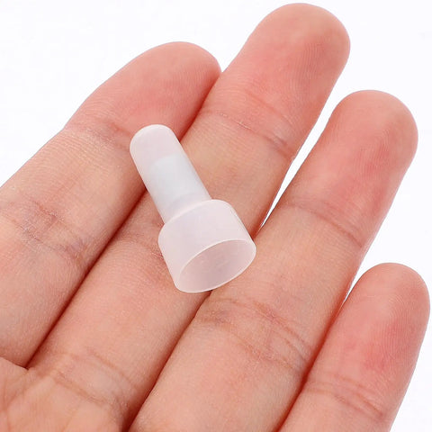Massive 1000 Piece Kit Of White Closed End Wire Connectors With Easy Crimp Caps For Electrical Wiring And Automotive Repairs To Keep Your Connections Solid. white closed end wire connector in hand, plastic crimp cap