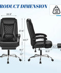 Ergonomic Office Chair With Footrest For All Day Comfort High Back Leather Desk Chair dimensions and 400 lb capacity display.