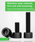 523 Pcs M4 Socket Head Cap Screws Kit With 8 10 12 14 16 18 20 30 40mm Lengths Plus Nuts Washers And Fully Threaded 12.9 Grade Alloy Steel Heavy Duty Furniture Hardware For DIY Projects black alloy steel hex socket cap screws