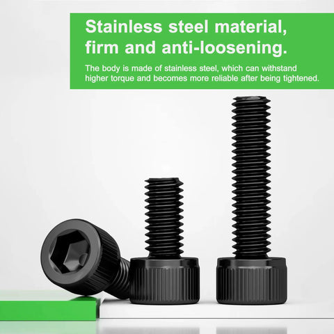 523 Pcs M4 Socket Head Cap Screws Kit With 8 10 12 14 16 18 20 30 40mm Lengths Plus Nuts Washers And Fully Threaded 12.9 Grade Alloy Steel Heavy Duty Furniture Hardware For DIY Projects black alloy steel hex socket cap screws