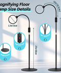 Dimensions of 10X Floor Magnifying Glass With Light And Stand, 5.1 Inch Real Glass Lens, adjustable height and 360 degree gooseneck.