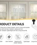 50 Pack Clear Flush Cabinet Glass Retainer Clips With 16Mm Screws Heavy Duty Snap Lock Window Screen Fasteners installed in a cabinet.
