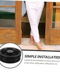 Kickass Heavy Duty Sliding Door Pulley Wheel Kit With Rigid Casters For Barn Door Track System, showing installation with black pulley wheel.