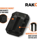 Magnetic Tool Belt Holder Clip On Magnet Holster with 20 Pound Capacity, showing premium N52 magnet and quick-clip design.