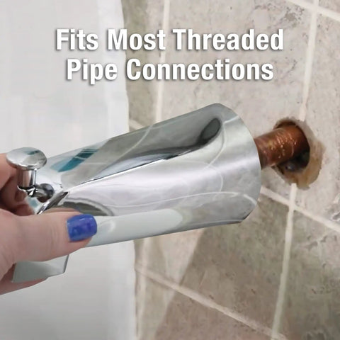 Installation of Tub Spout With Front Pull Up Diverter In Chrome Finish For Replacement Fits Half Inch Threaded Pipe Connections Only Not Slip On