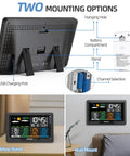 Wireless Weather Station With Indoor And Outdoor Sensors And 7 Inch Color Display Easy Setup Monitors Temperature And Humidity In Four Areas Real Time Forecast Digital Atomic Clock With Backlight A True Home Buddy For Living Room Bedroom Kitchen showing tabletop and wall mount options