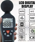 Pro Grade Sound Level Meter With Data Logger And Software, Auto Range, Backlit LCD, 30 to 130 dB Range, displayed features.