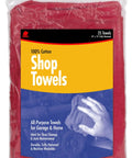 Red Shop Towels 25 Pack Bag Made From 100 Percent Cotton Your Go To Workhorse Rags For Auto Garage And Home Cleanup Built For Grease Oil And Messes In A Convenient Tote in packaging