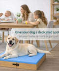 Connectable Wooden Dog Training Boards Set Two Piece Platform With Non Slip Bright Blue Top for dog comfort and organization