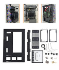 Components and assembled views of Open Air DIY Gaming PC Rig Case Rack With Handle Steel Plate Open Frame Chassis For ATX MATX ITX