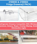 2 Pack Upgraded Fridge Crisper Drawer Upper Humidity Control Drawer And Lower Crisper Bin Replacement For Whirlpool Kenmore