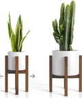 Dope Mid Century Plant Stand Made From Solid Acacia Wood, Handmade Indoor Plant Pedestal, Adjustable Width 8 To 12 Inches