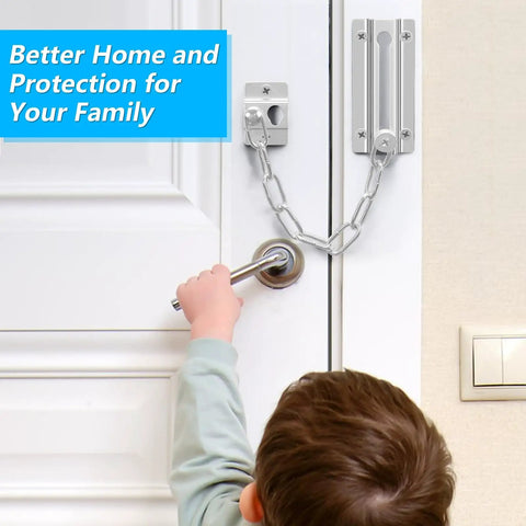 Two Pack Stainless Steel Door Chain Lock For Inside Doors, Heavy Duty Security Chain With Thickened Link Design, Child Safe