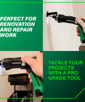 Cordless Screwdriver Kit 3.6V With Dual Position Handle, used in renovation and repair work, featuring built-in LED light.