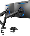 Dual Monitor Stand With Fully Adjustable Arms For 17 To 32 Inch Screens, Mechanical Articulating Desk Mount For Gaming And Office Setups