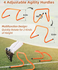 All In One Pro Grade Agility Ladder Set For Football Training with 4 adjustable orange agility hurdles on grass field