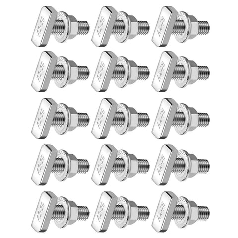 Rock Solid Hammer Head T Bolts For Solar Rail Tracks And Aluminum Profiles With Flange Nuts Rustproof Stainless Steel Fastener Kit M8 X 25 in a pack of fifteen.
