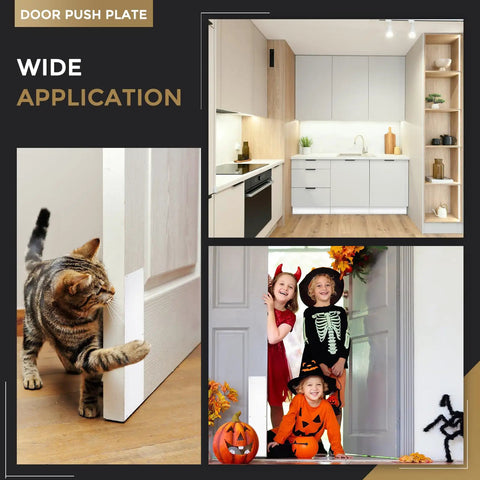 Tough As Nails Door Push Plate With Kickproof Reinforcement And Tight Security Guard For Main Entrance Protection Clean White Finish at door with cat.