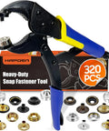 Heavy Duty Snap Fastener Tool Kit For Boat Covers And Fabric, Easy Install Snap Tool With 320 15mm Metal Snaps In Four Colors.