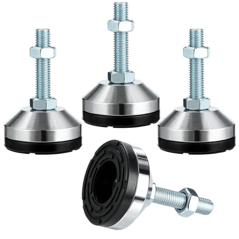 Beefy Heavy Duty Leveling Feet Set for Machines and Workbenches, M12 Adjustable Levelers with 2.36 Inch Rubber Base, 1102 Lb Load Capacity