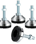 4 Pack Adjustable Leveling Feet with M12 Threads, 2.36 Inch Rubber Base, Heavy Duty Carbon Steel Legs for workbenches machines and cabinets.