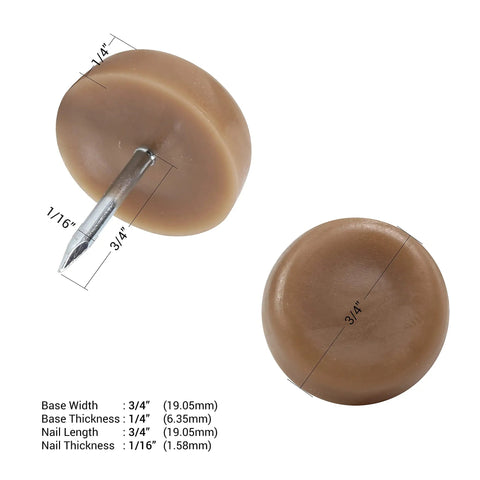 25 Pack Nail On Furniture Glides 3/4 Inch Flat Head Brown For Chair Feet Protect Floors On Tile Or Wood Reduces Noise Vibration And Scratches Anti Slip Floor Protectors SLG34BRN