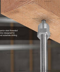 Pro Grade Wood Screw Swivel Threaded Rod Anchor For Wood, installed in wood joist, 20 3/8 Inch, Steel Electro Zinc Coating