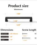 2 Pack Matte Black Kitchen Cabinet Handles Center To Center 6.3 Inch 160mm Length 7.1 Inch 180mm Width Diagram