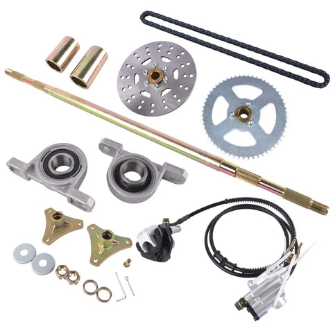 Rear Live Axle Kit With Sprocket And Hub Brake Assembly Chain For Drift Trike Go Kart Hub Replacement Brake Disc Chain Master Cylinder Caliper Pillow Blocks And Mounting Hardware