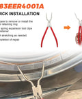 Beaquicy 383EER4001A tub spring expansion tool with red handles; used in LG/Samsung washer to spread tub springs.