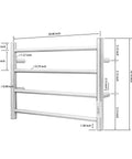 Dimensions of Wall Mounted Heated Towel Warmer With Built In Timer Four Bar Stainless Steel Rack Brushed Nickel For Bathroom