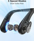 Wearable Bladeless Neck Fan For Hands Free Cooling On The Go Rechargeable Portable Cooling Device internal components view