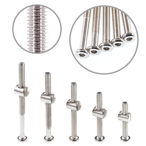 100 Piece Crib Hardware Screw Kit With Nickel Plated M6 Hex Socket Head Screws In 40 50 60 70 80mm Lengths, Barrel Nuts, And Allen Wrench Included For Easy Furniture, Cot And Baby Crib Repairs