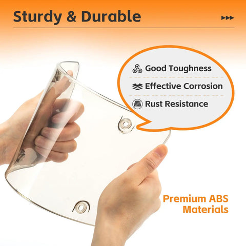 Hands holding Two Pack Clear License Plate Frame And Protector Set For Front And Rear ABS Car Plate Covers, showing toughness.