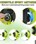 Versatile spray adjustment on a cordless automatic paint sprayer, compatible with Ryobi 18V batteries, for customized project needs.