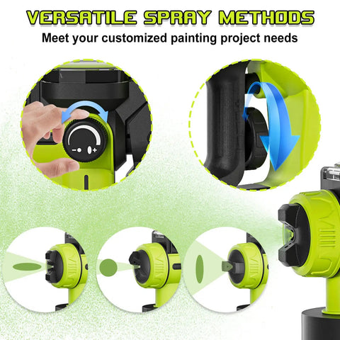 Versatile spray adjustment on a cordless automatic paint sprayer, compatible with Ryobi 18V batteries, for customized project needs.