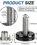 Product size details of 16 Pack Adjustable Furniture Levelers Heavy Duty Leveling Feet For Table Desk Chair Cabinet Dresser Outdoor Patio Stabilize Uneven Floors Black Includes 16 T Nuts