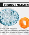 Two Pack Orange Transmission Shift Cable Bushing Repair Kit For Nissan Armada Pathfinder Xterra Titan Frontier QX56 QX80 Equator 2004 Through 2022 Auto Parts OE Replacement 134193 shown with ABS plastic material pellets