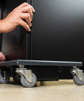 Heavy Duty Low Profile Desk Cabinet Corner Mover Dolly Set Of 4 Premium Quiet Pu Rollers With 1320 Lb Capacity industrial strength rollers under cabinet.