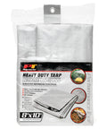 Heavy Duty Camping Tarp 8x10 Feet Weatherproof Shelter For Outdoors packaging with folded silver tarp