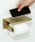 Two In One Stainless Steel Toilet Paper Holder With Shelf And Storage Dispenser SUS304 Rustproof Bathroom Organizer Gold Finish