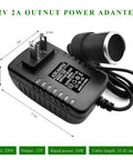 No Sweat Ac To Dc Converter 100 To 240 Voltage Ac To 12 Volt 2 Amp Dc 24 Watt Wall Plug Adapter with output port.